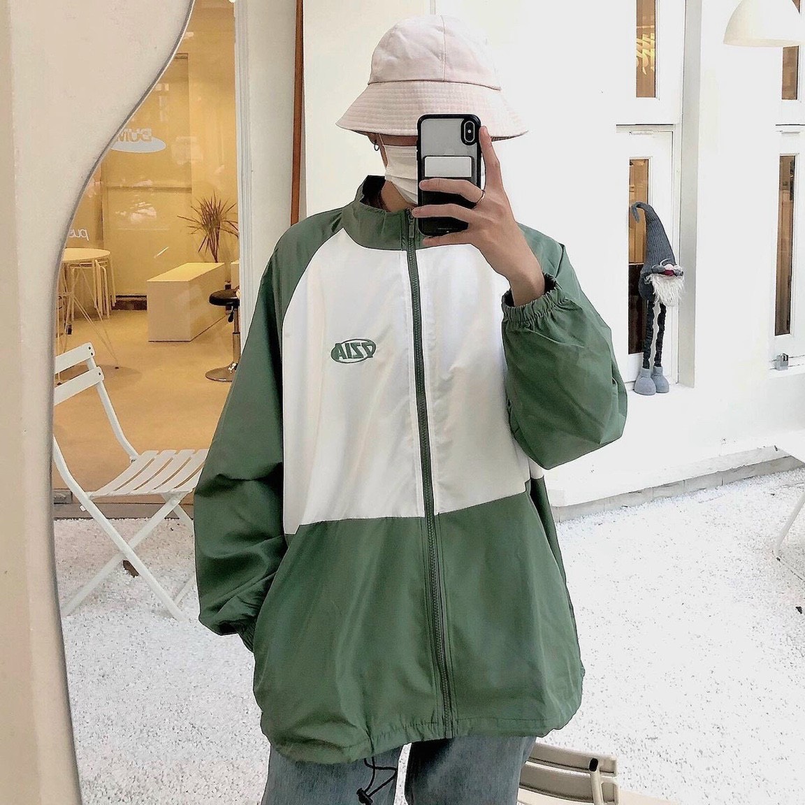 Áo khoác dù 7Zia - Trắng/Đen/Xám