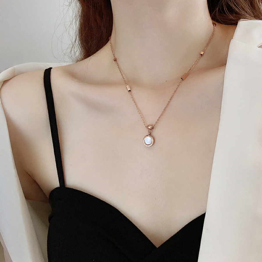 Dây Chuyền Nữ, vòng cổ Titan Đá Đen Cá Tính