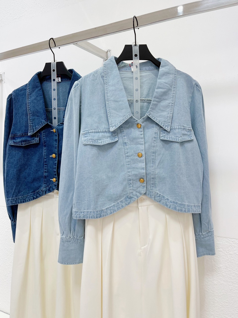 AfterBefore | Áo Denim Crop Top Tay Dài