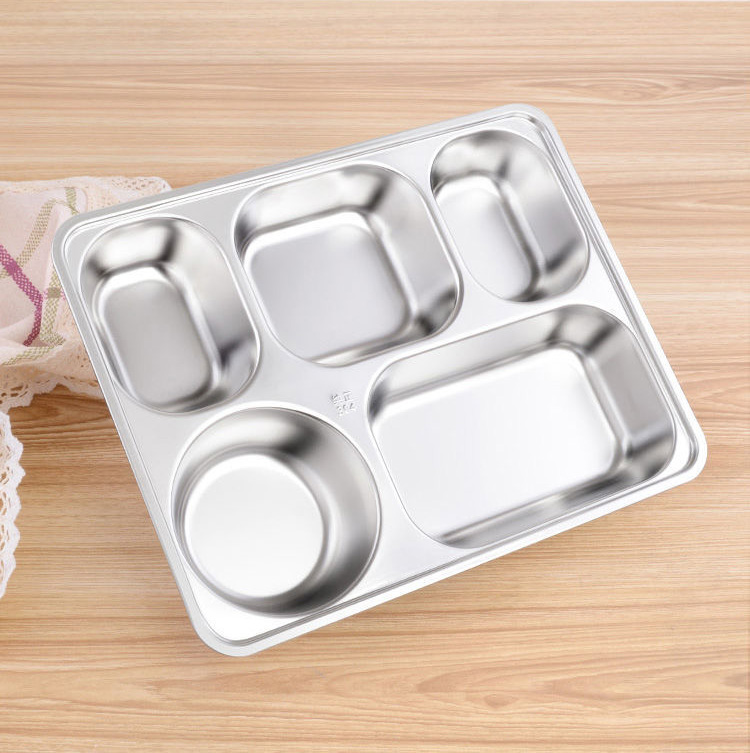 Khay inox 5 ngăn SUS - Khay đựng cơm inox cao cấp