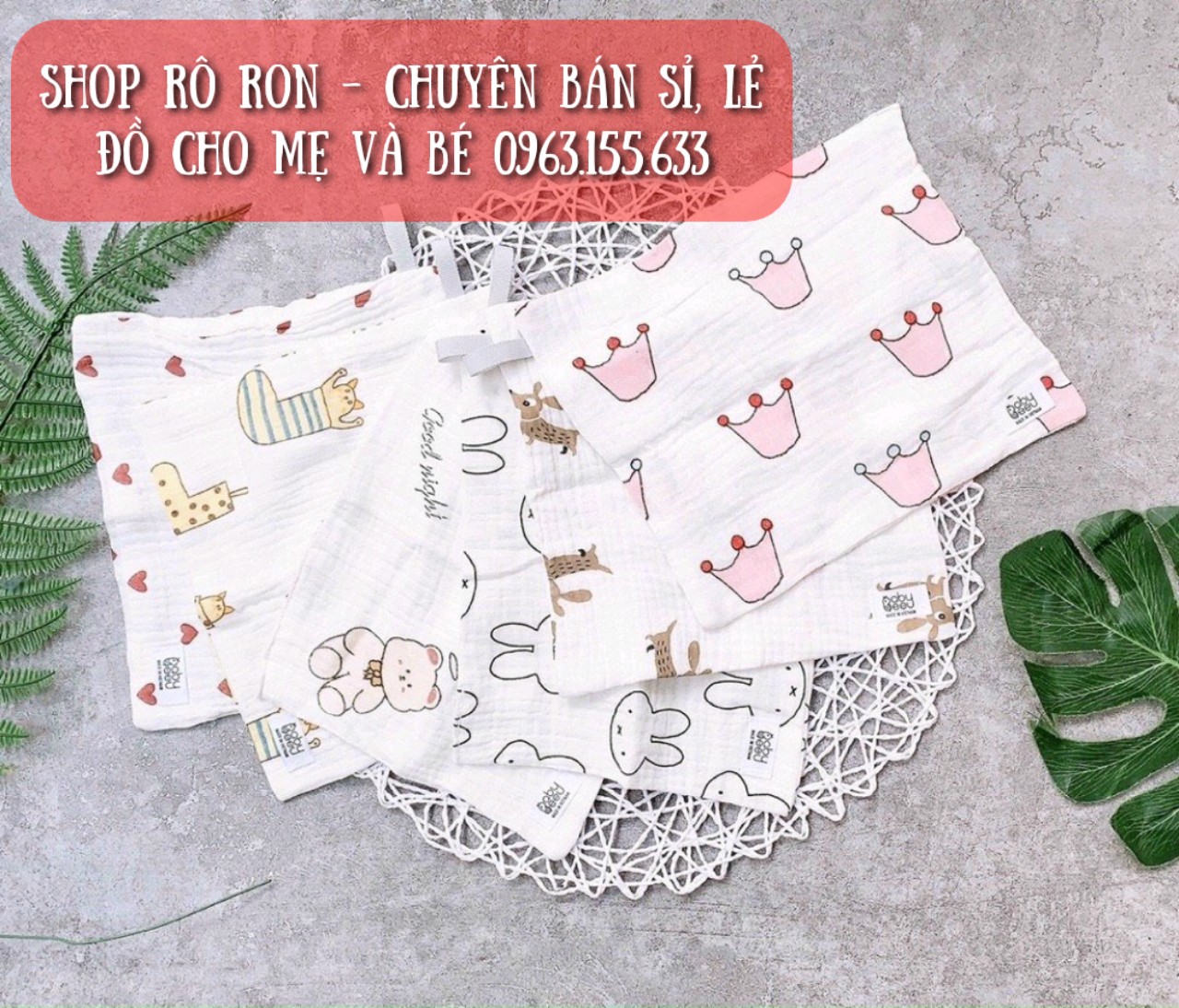SET 5 KHĂN XÔ SỮA ORGANIC CAO CẤP BABY BEE