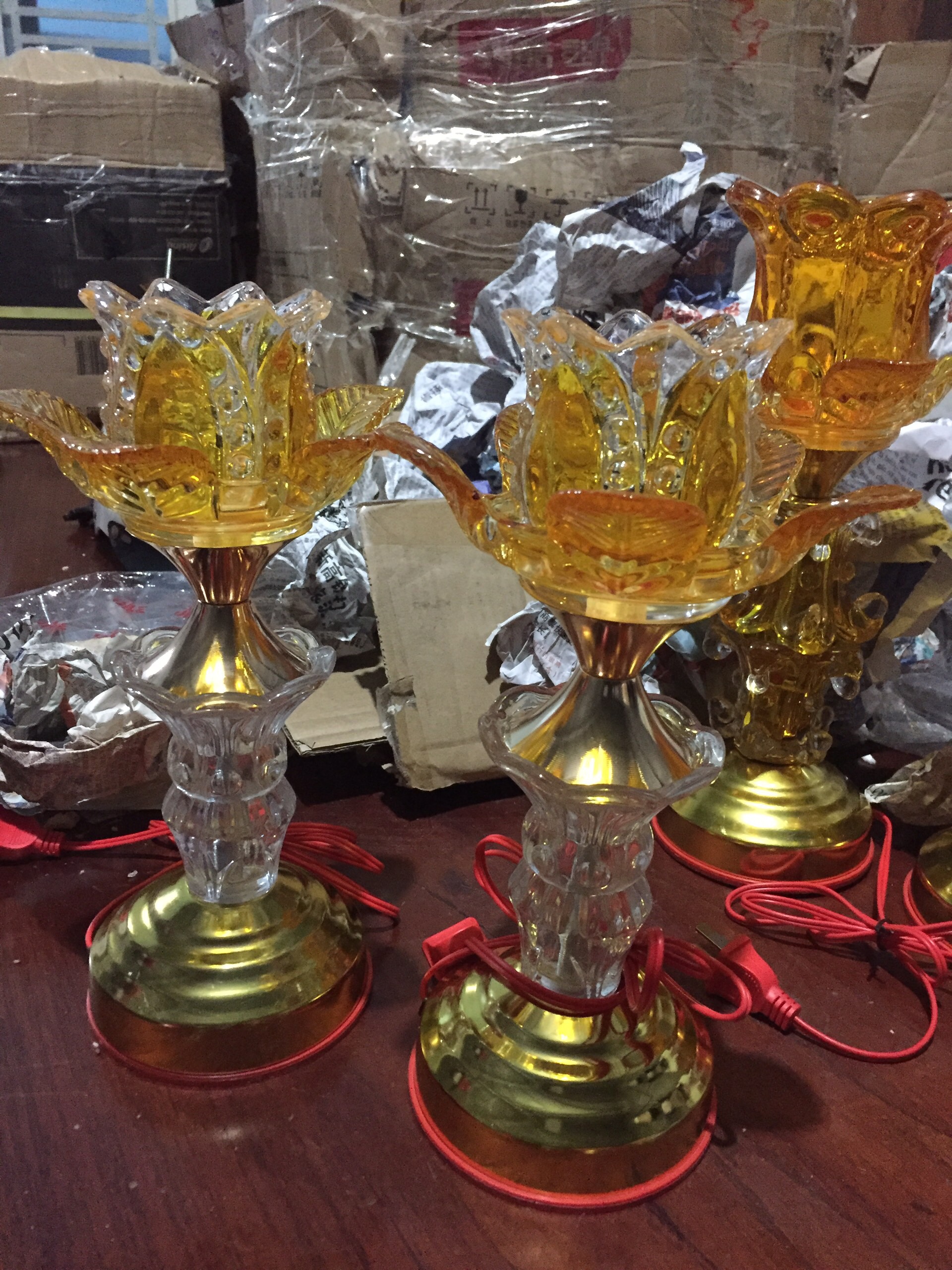 Đèn thờ hoa sen cao 27cm