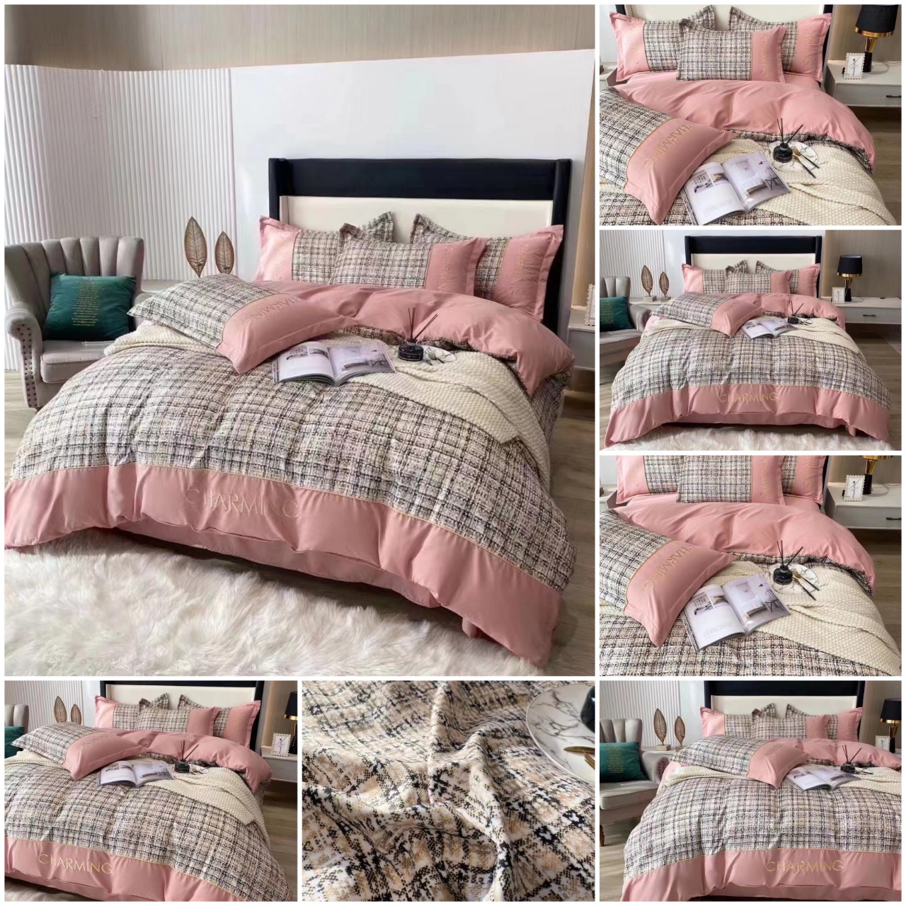 Set chăn ga gối cotton đũi "charming" set 4 món nhập khẩu loại 1