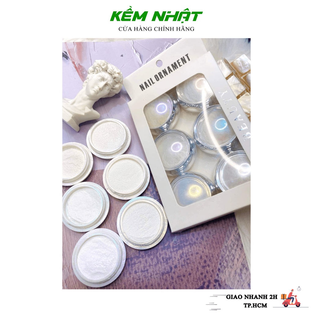 Set 6 hủ bột tráng gương nail ánh trai trang trí móng