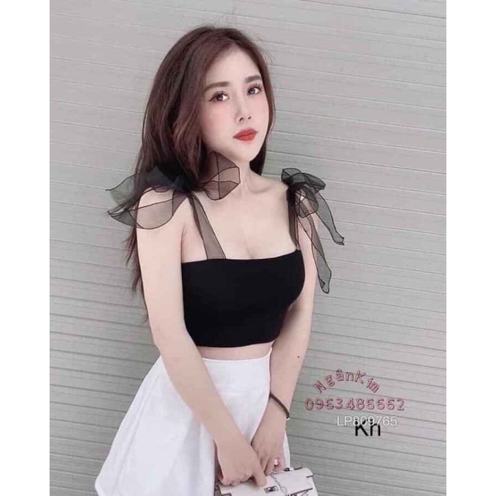 Áo hai dây thun gân sang chảnh
