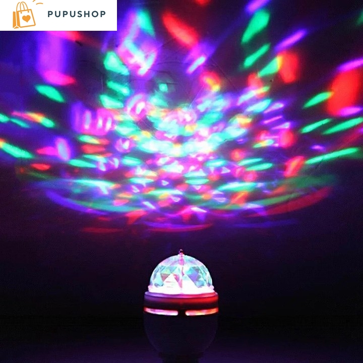 Pupushop combo bộ đèn xoay led rgb 7 màu và chui đèn e27 có công tắc phích cắm 2 chấu dẹp