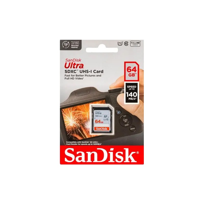 Thẻ nhớ Máy Ảnh SDXC SanDisk Ultra 64GB U1 140MB/s (Xám) Nhất Tín Computer
