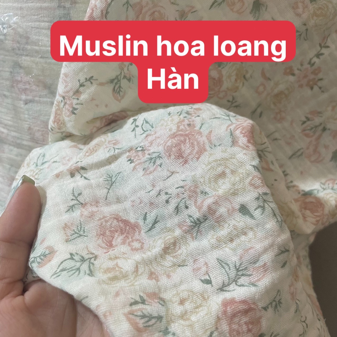 Muslin họa tiết hoa loang hàn