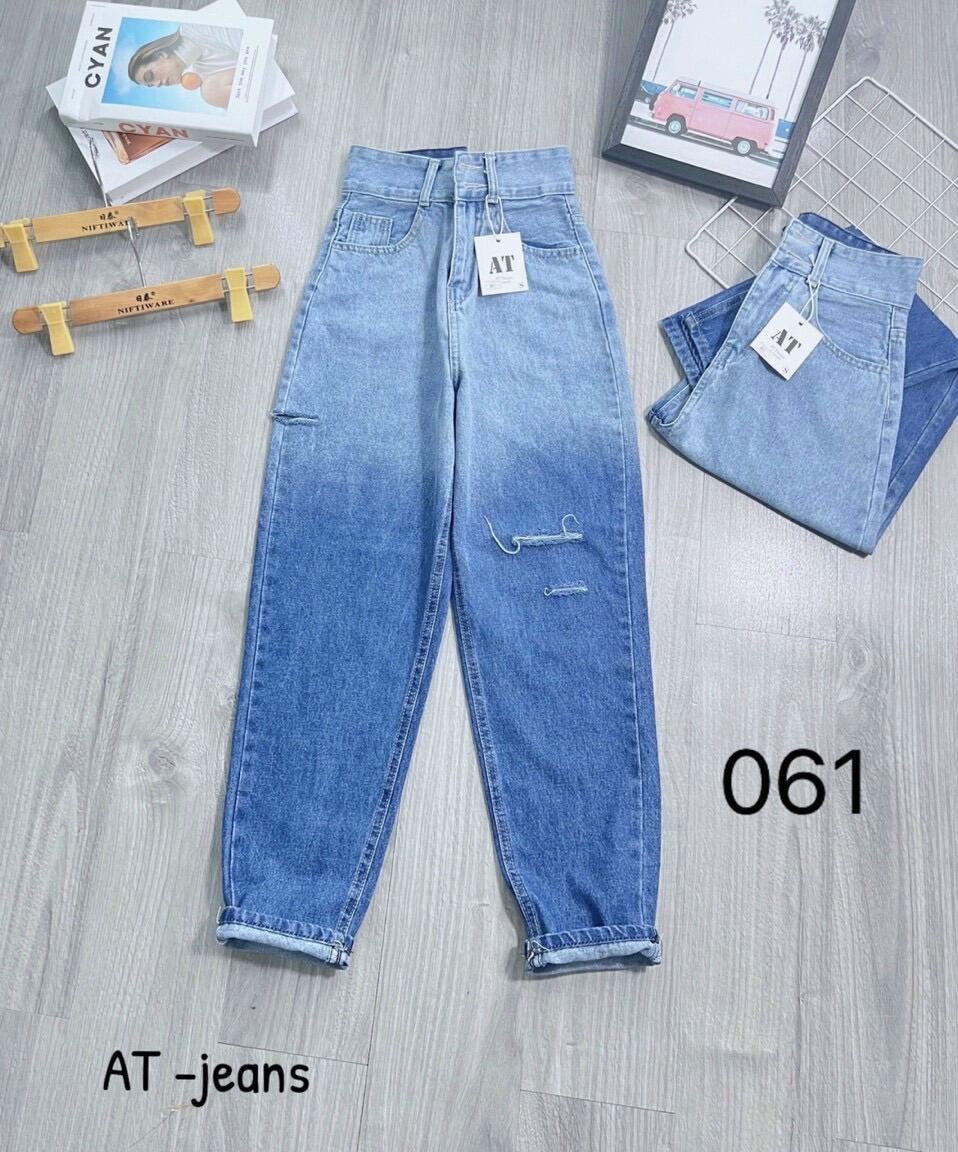 Baggy Jeans Lưng Cao Rách Bẹ 3Line