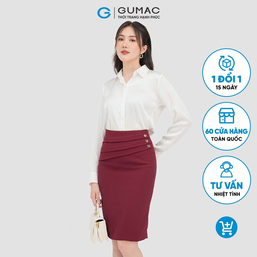 Áo sơ mi nữ GUMAC AC07028 , Áo sơ mi công sở chất liệu Lụa thoáng mát