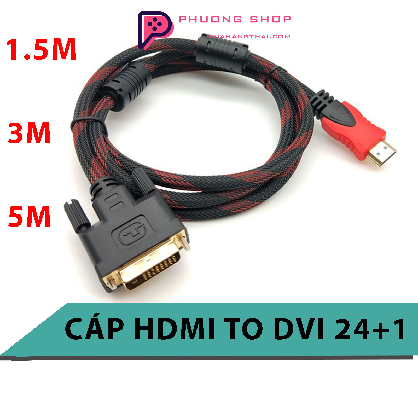 Dây Cáp HDMI to DVI 241 Dài 1.5m 3m 5m Cáp Chuyển Đổi Đầu HDMI sang