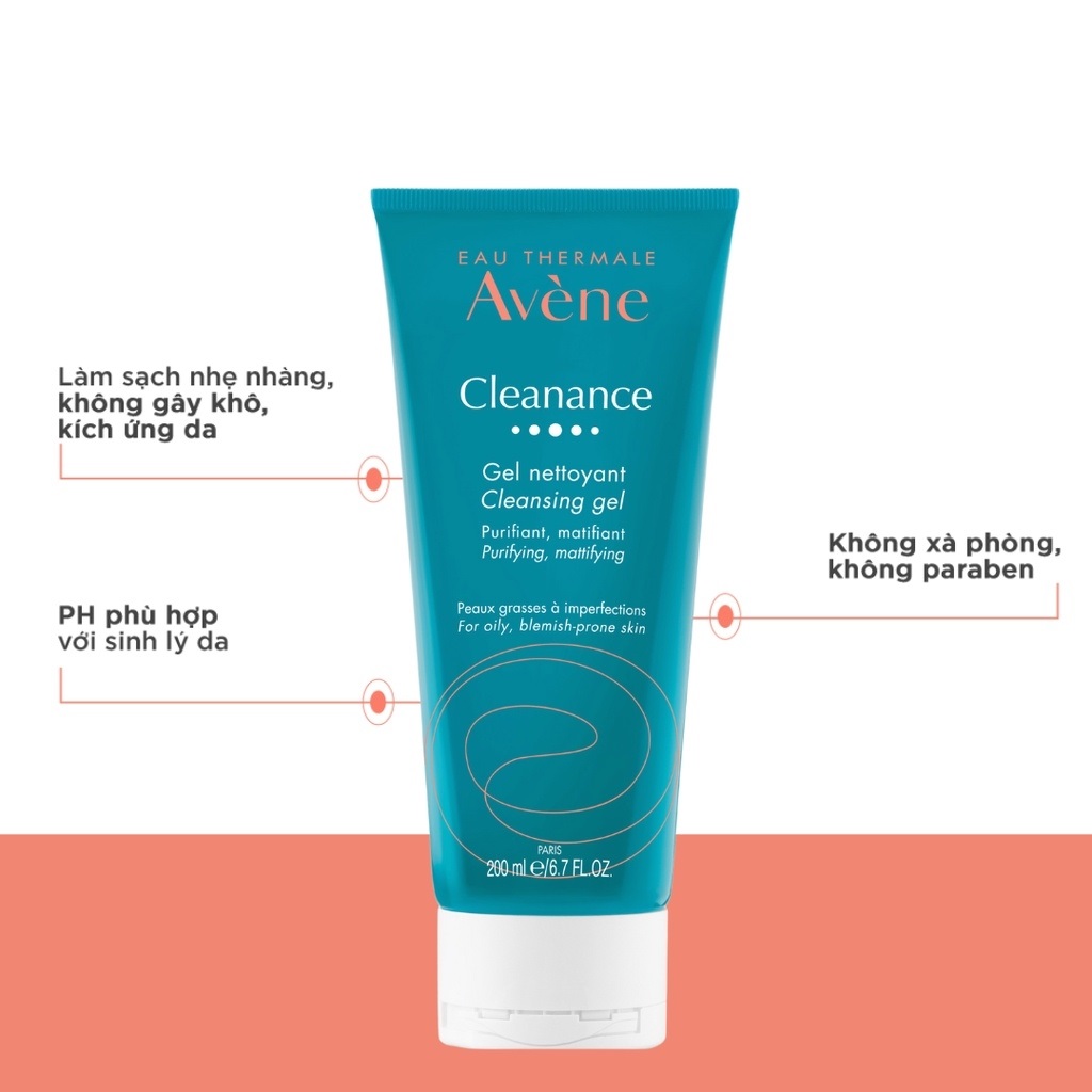 Gel Rửa Mặt Avène Cho Da Dầu Mụn Giúp Làm Sạch Sâu Bụi Bẩn, Giảm Bã Nhờn 200ml