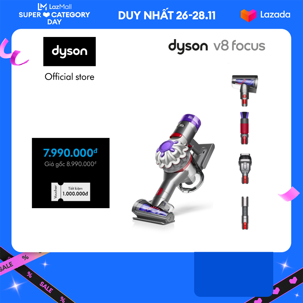 [DUY NHẤT 30.11-2.12: VC Lazada 400K + VC Dyson 300K] Máy hút bụi cầm tay Dyson V8 Focus Clean™