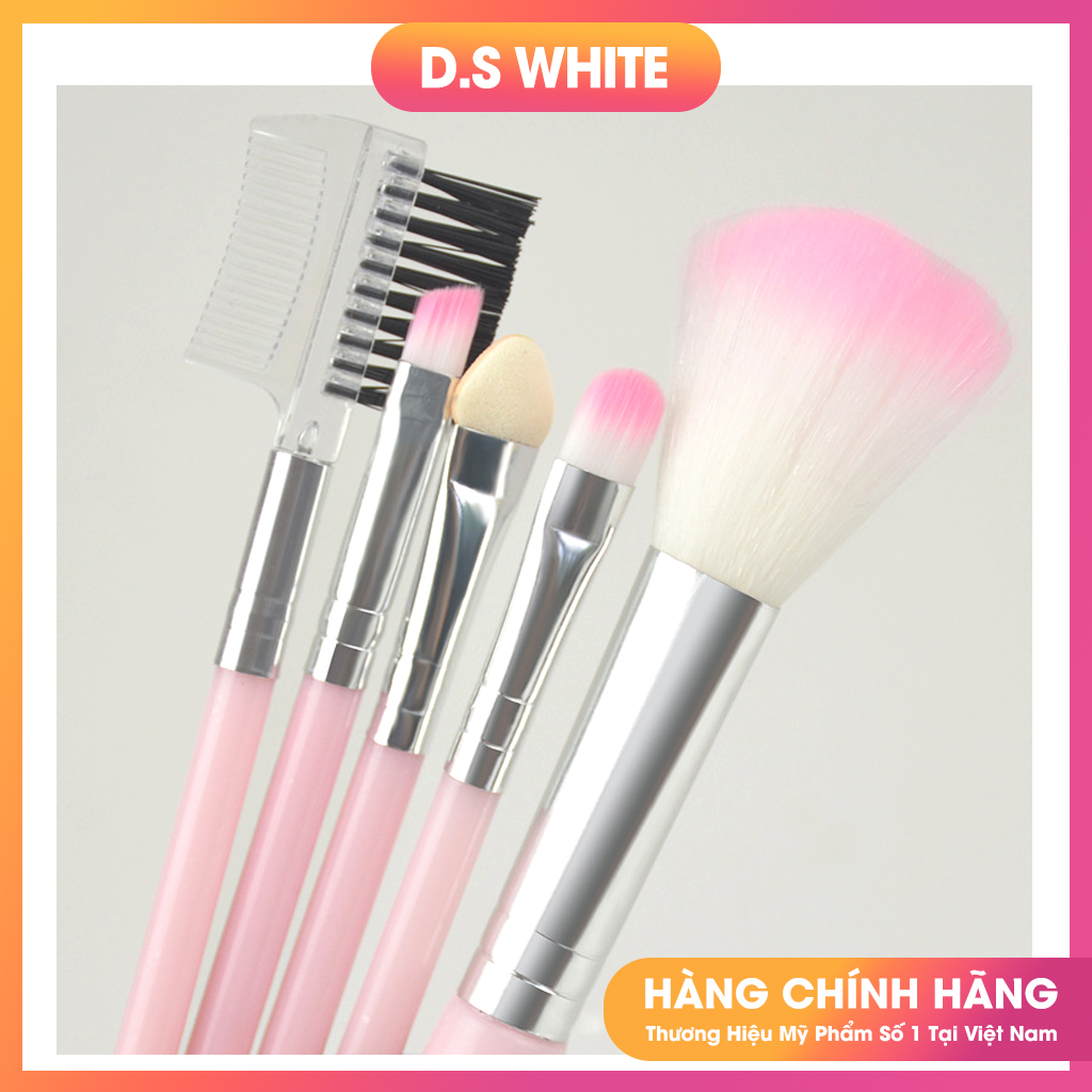 Bộ Cọ Trang Điểm 5 Cây Mini Màu Hồng