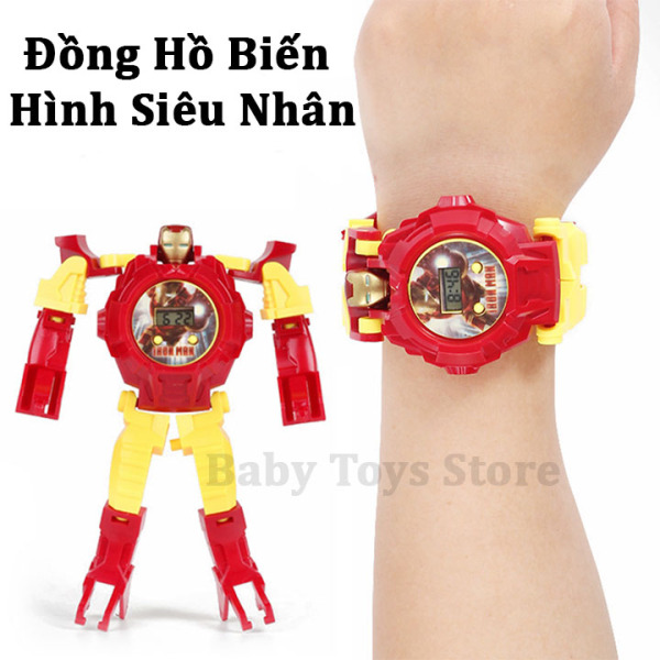 Đồng hồ biến hình robot siêu nhân cho bé - Đồ chơi đồng hồ đeo tay hình nhân vật hoạt hình avenger siêu anh hùng người sắt người dơi batman - Quà tặng sinh nhật cho bé trai bé gái cute