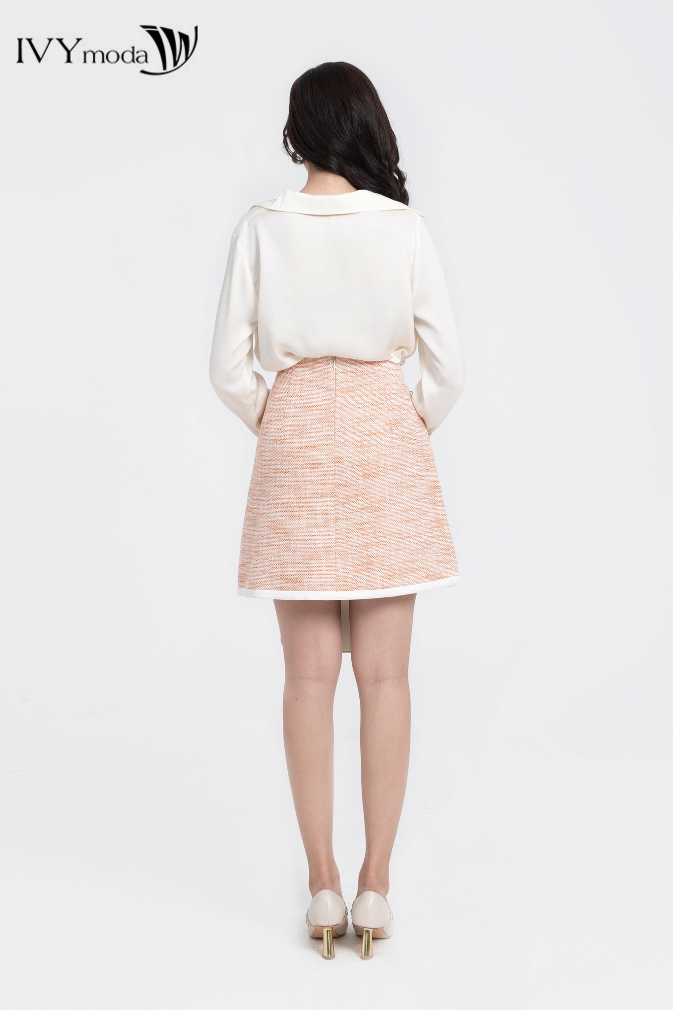 Chân váy tweed chữ A IVY moda 31M7985