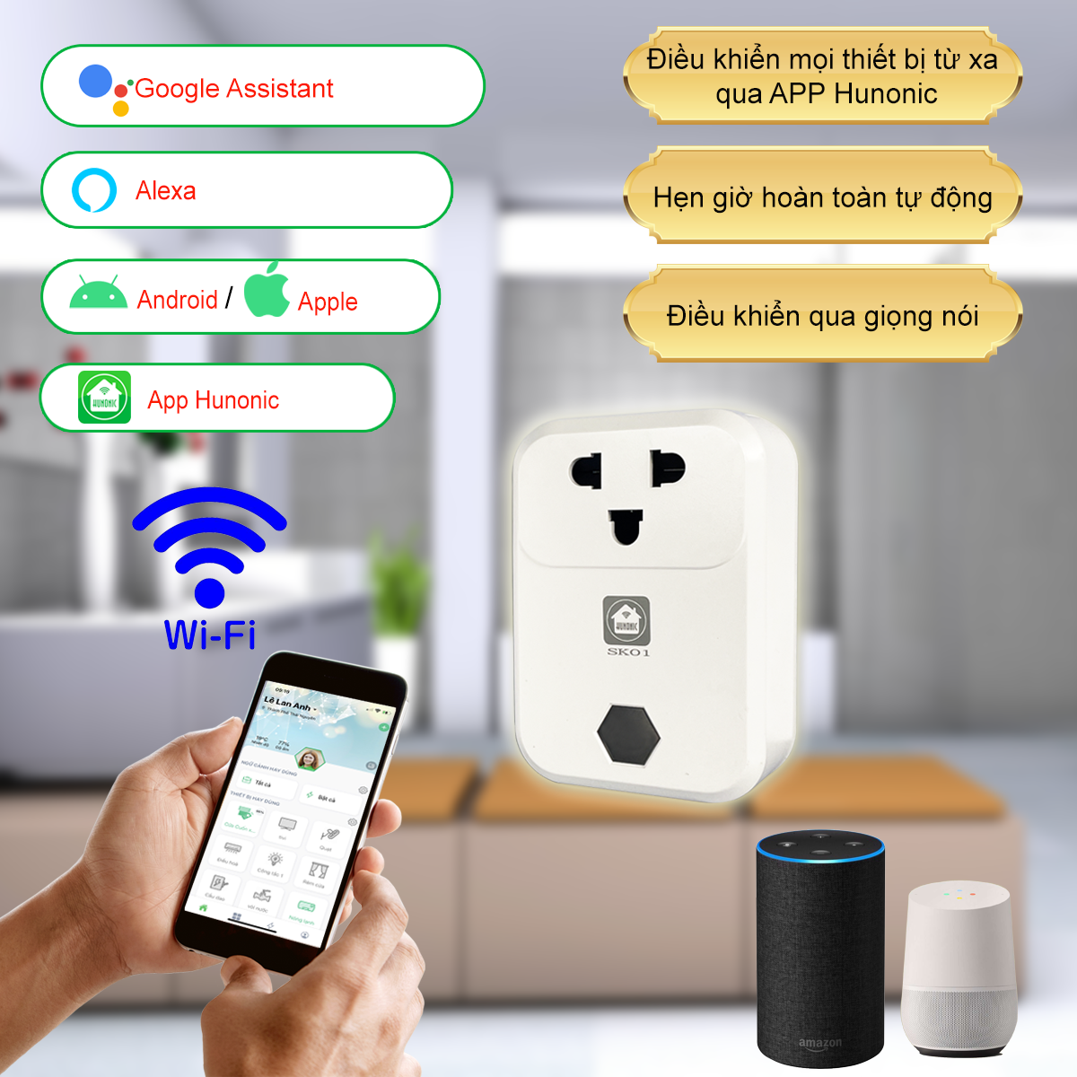 Ổ cắm thông minh Wifi Hunonic