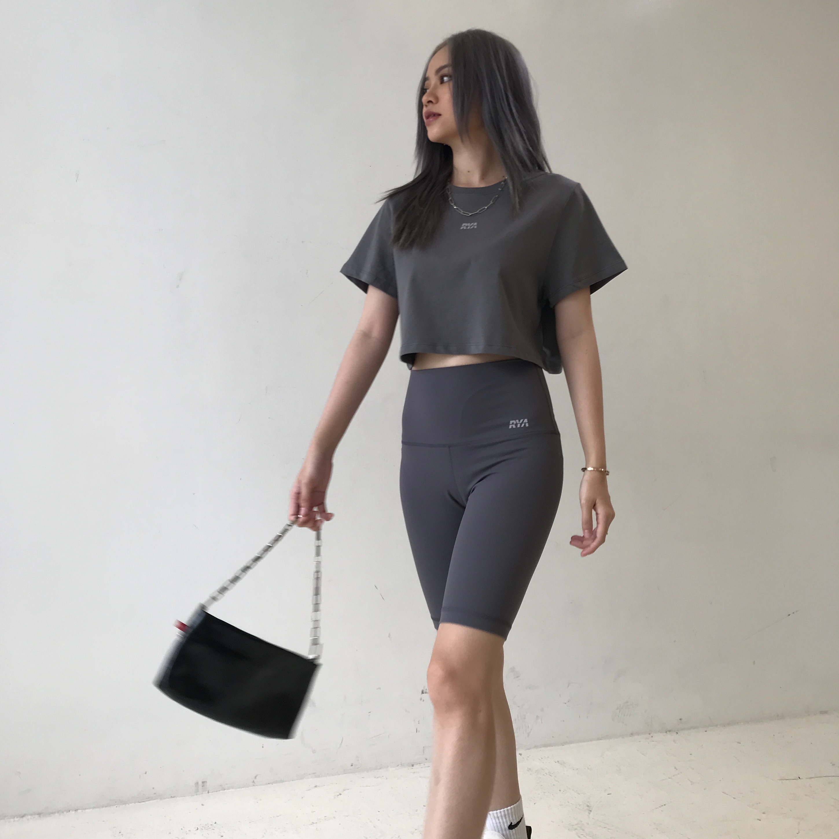 Quần biker ngắn thể thao RYACTIVE - LONG BIKER Grey