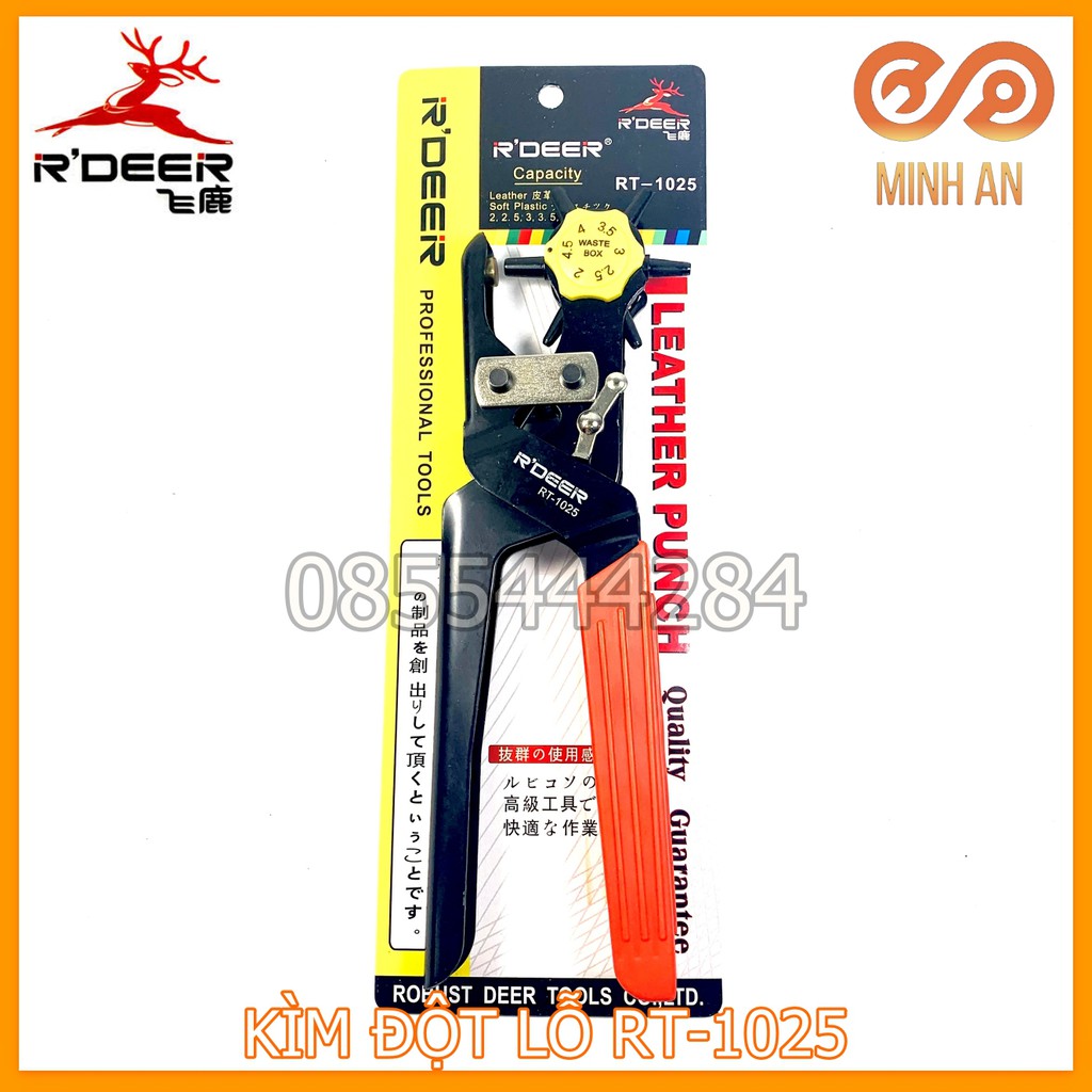 Kìm Bấm Lỗ, Đột Lỗ R'Deer Rt-1025 Bấm Lỗ Thăt Lưng, Dây Da,... Loại 6 Size 6 Lỗ