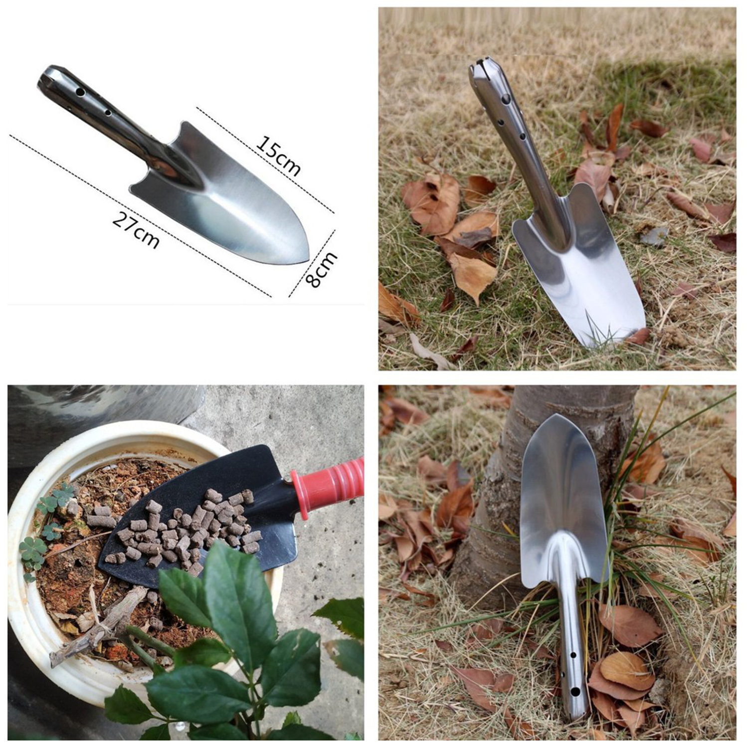 [Giá hủy diệt] Xẻng xới đất làm vườn INOX đa năng không gỉ - KT 27x8cm