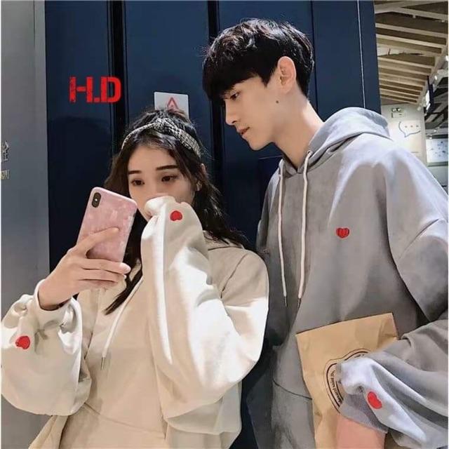 Sieu xinh- áo đôi nỉ hoodie tim đẹp