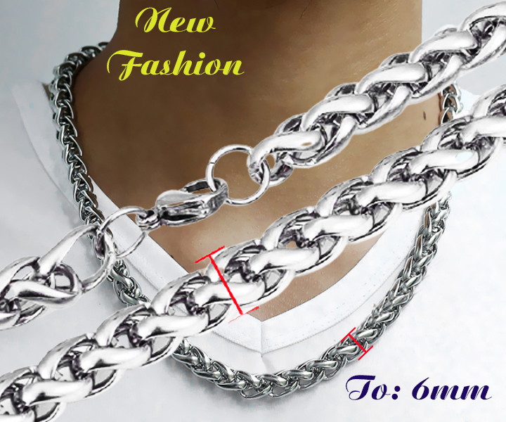 Dây chuyền nam inox kiểu bông dừa 6mm kiểu xoắn sáng đẹp, không đen, không gỉ - Đem lại phong độ đẳng cấp cho người đeo