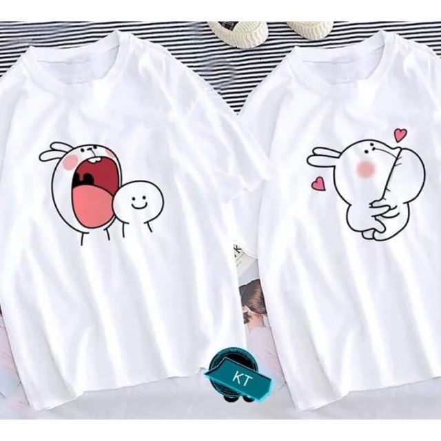 Áo thun đôi- giá đã gồm 2 áo in hai thú gặm nhau