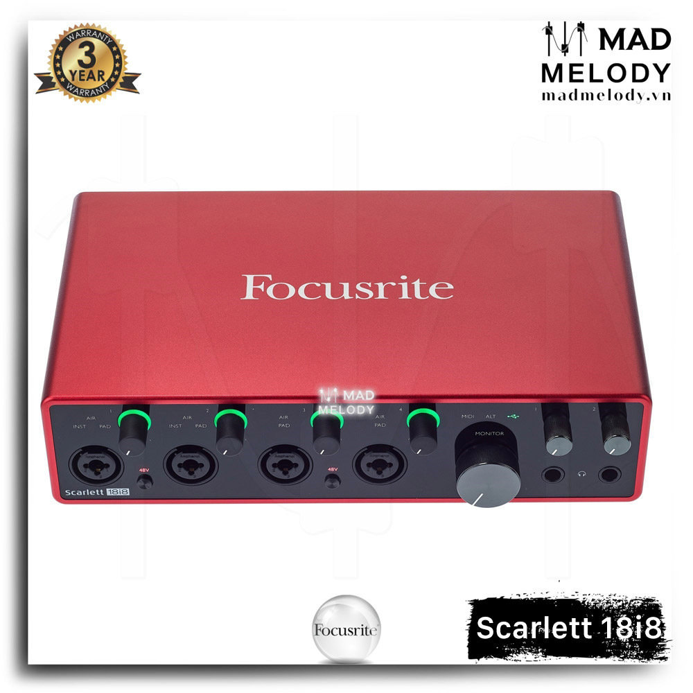 Focusrite Scarlett 18i8 USB Audio Interface (3rd Gen) [soundcard thu âm/kiểm âm chất lượng cao 18i8 Gen 3 thế hệ 3 NEW]