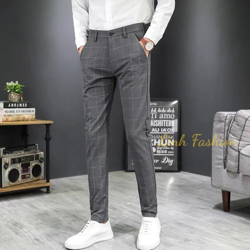 [HCM] QUẦN TÂY NAM QUẦN TÂY SỌC CARO ỐNG CÔN BODY MẪU MỚI QUẦN TÂY HÀN QUỐC