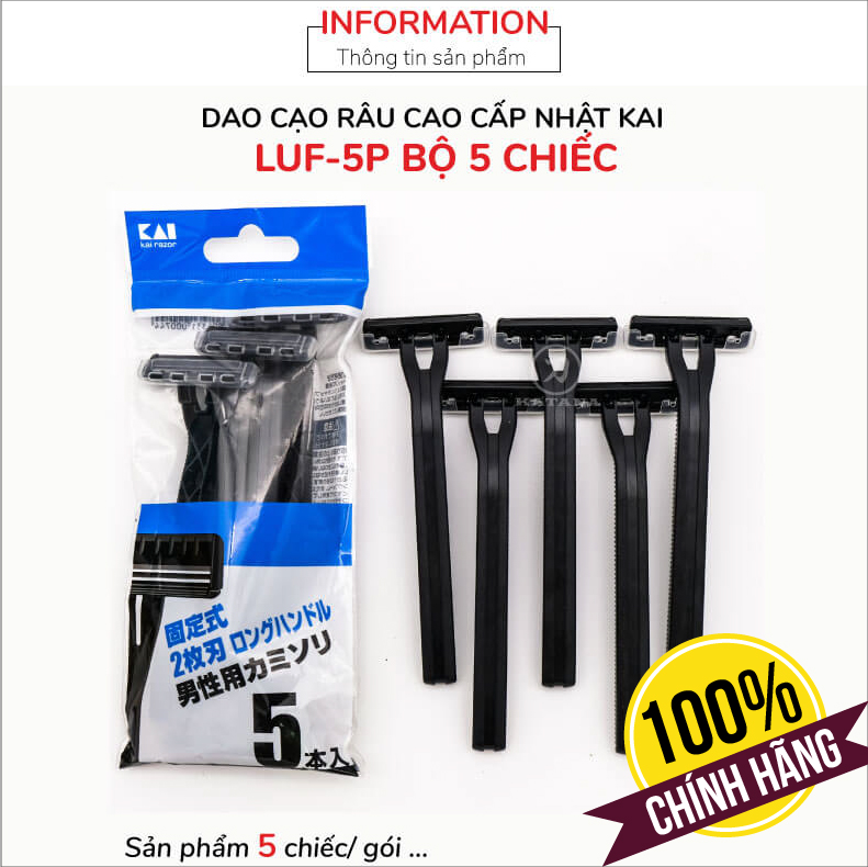 Dao cạo râu cao cấp Nhật LUF-5P bộ 5 chiếc (màu đen)