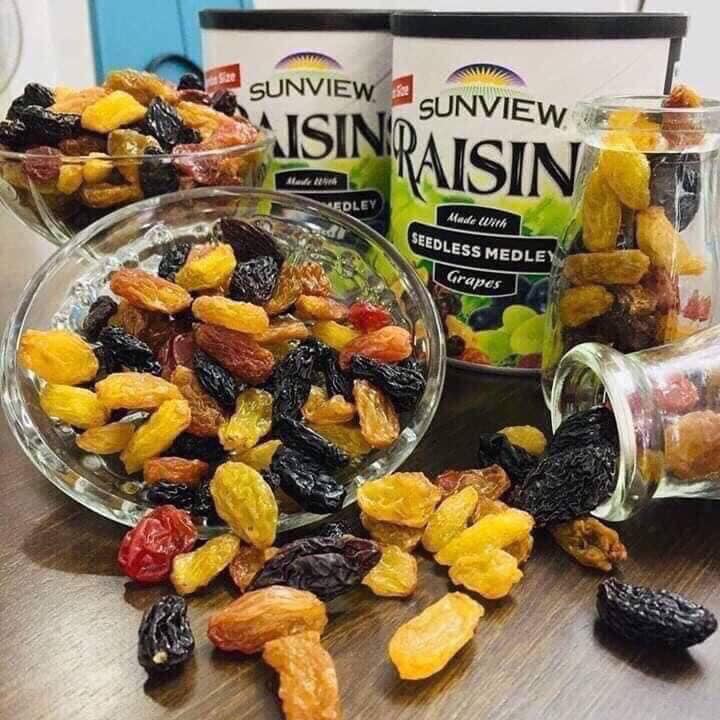 Lọ 425g nho khô sunview raisin mix siêu ngon