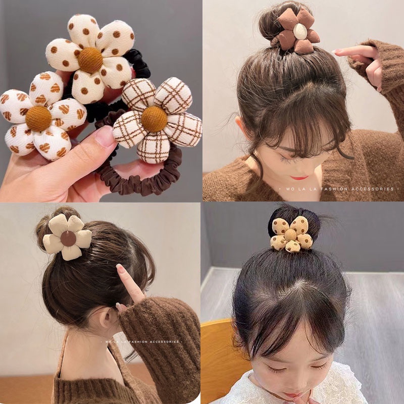 Dây Cột Tóc Cao Su Co Giãn Đính Nơ Dễ Thương Dành Cho Nữ