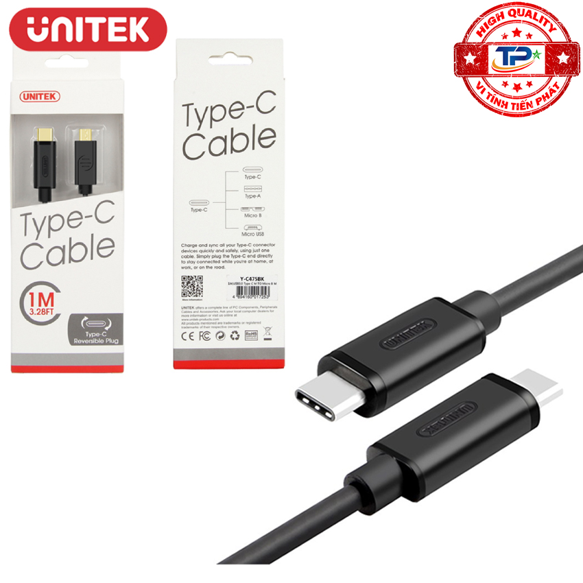Cáp chuyển USB 3.1 USB Type-C sang Micro USB Unitek Y-C473BK ( USB-C to Micro USB )