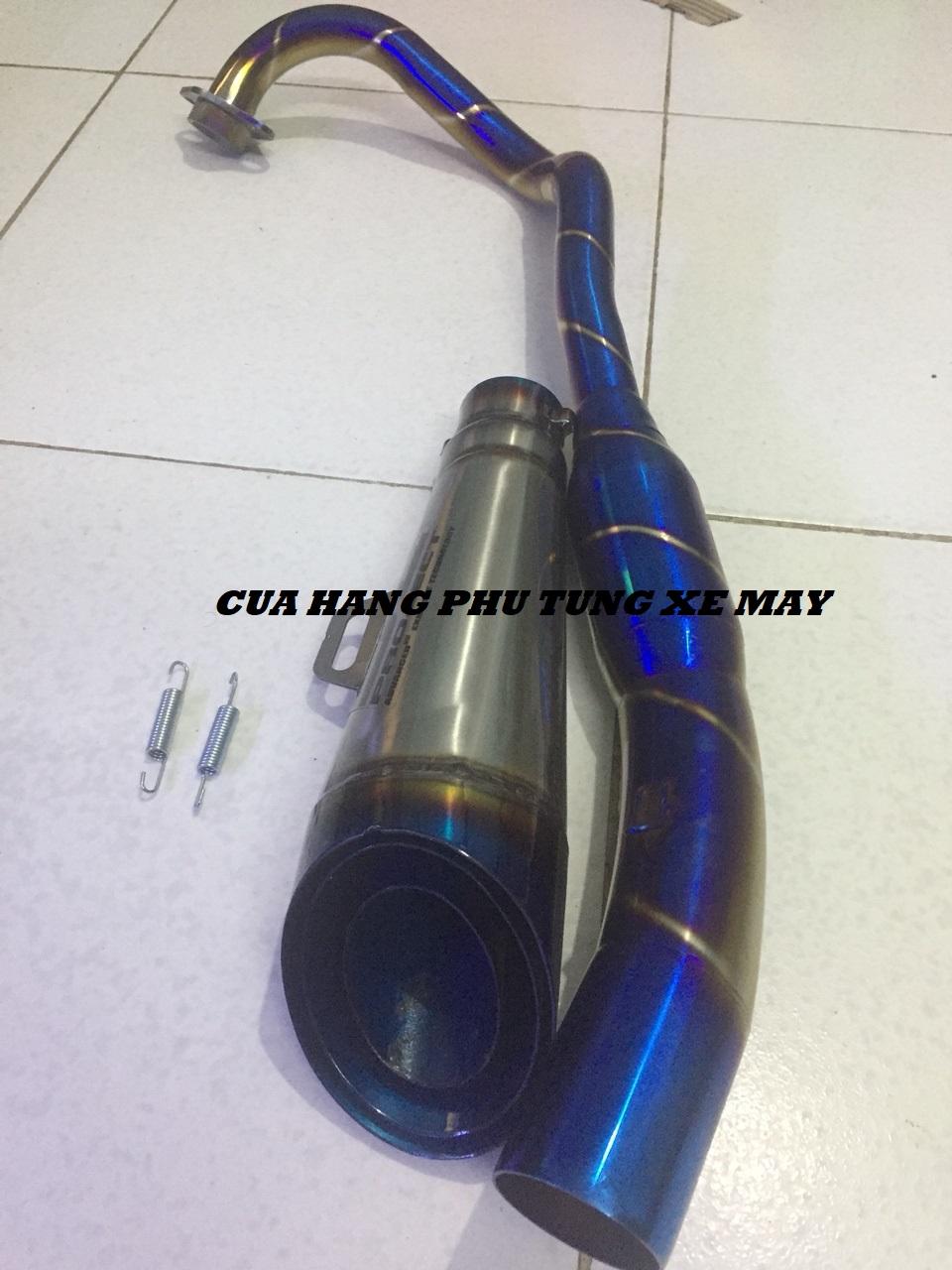 Pô SC xéo kèm cổ bầu hơi titan gắn xe Ex135, Ex150, Winner 150, Winner X, Raider Fi, Satria