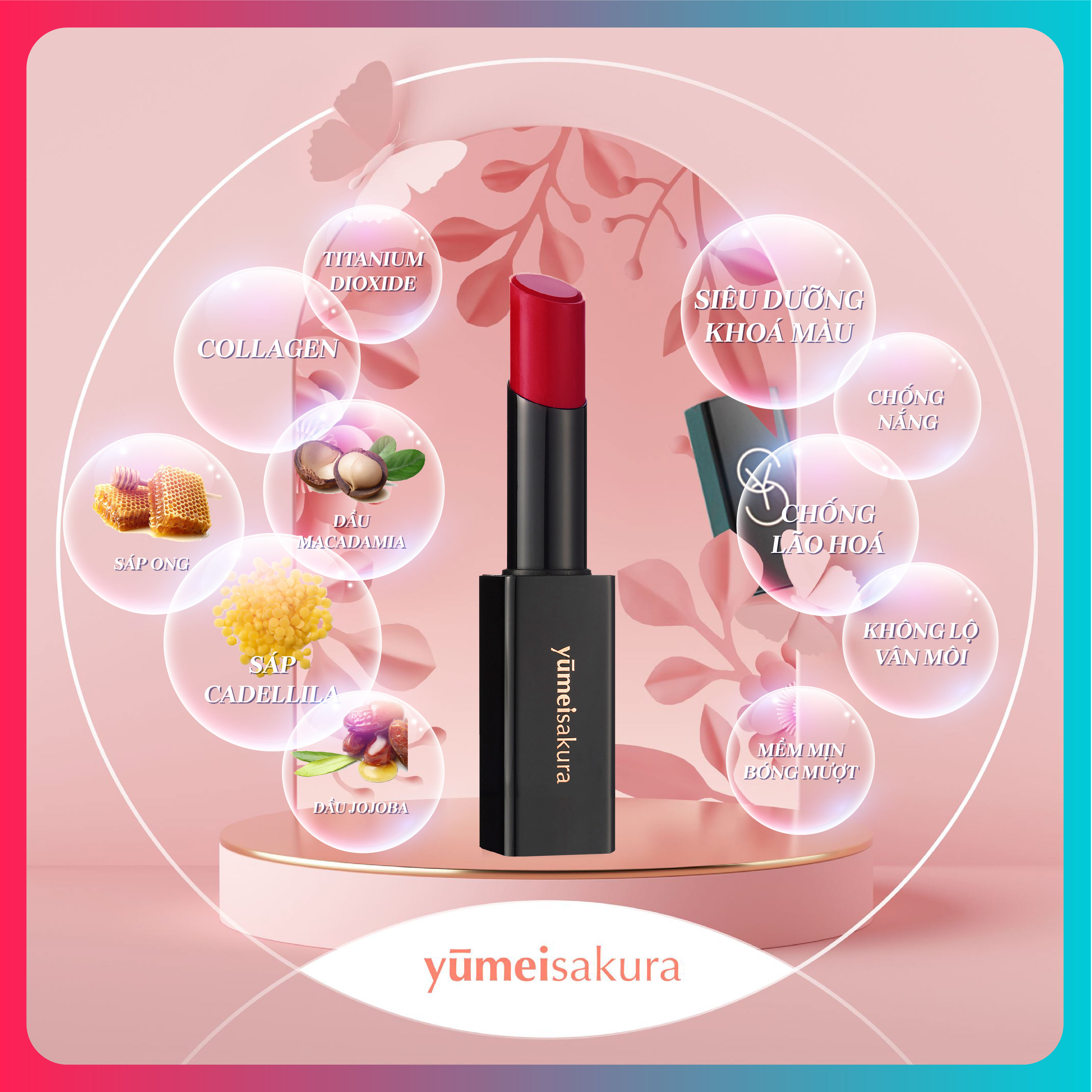 Son Dưỡng Collagen Yumeisakura - Đỏ hồng - Ladybug Red - YM01