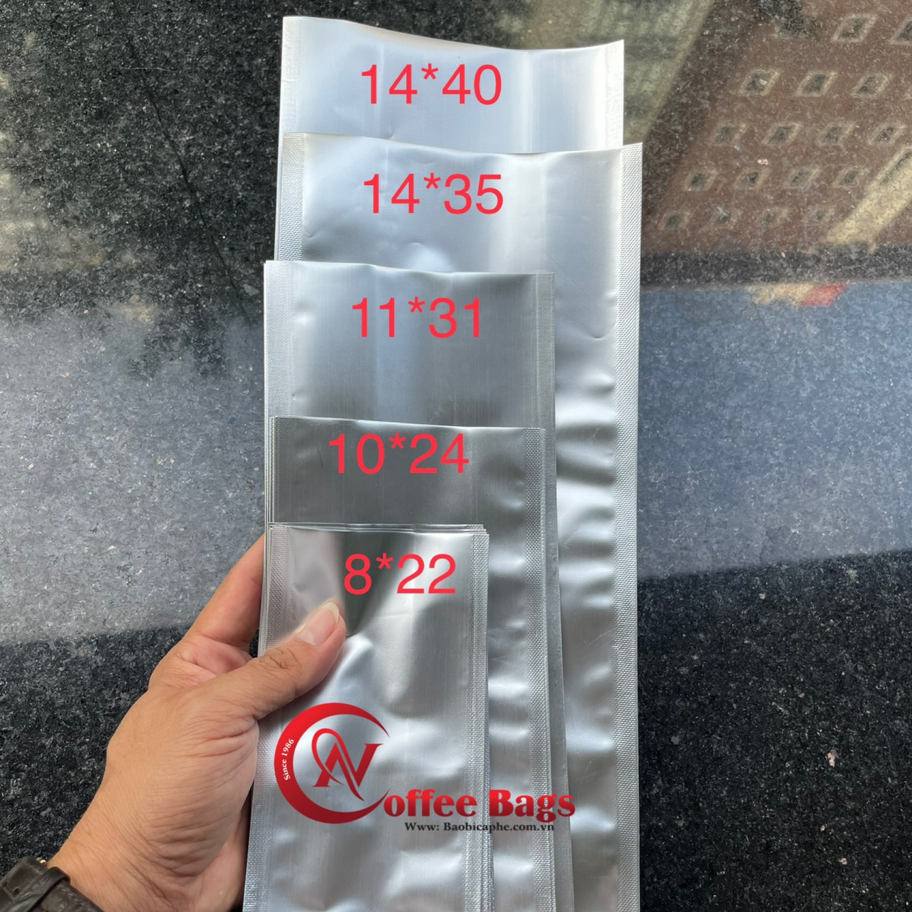 [1kg/size] túi 4 biên bạc đựng bột, trà, cafe