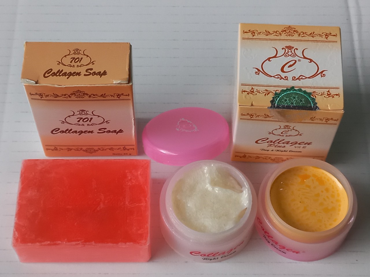 [loại 1] Bộ Kem Collagen Plus Vit E 701 kem Nám sạm tàn nhang dưỡng trắng mờ vết mụn thâm đen 01 kem ngày 01 kem đêm 01 xà bông rửa mặt