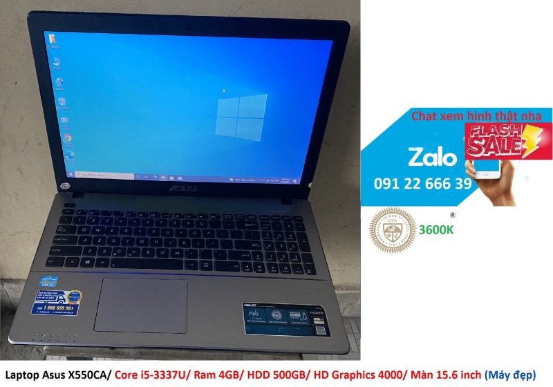 Laptop Asus X550CA/ Core i5-3337U/ Ram 4GB/ HDD 500GB/ HD Graphics 4000/ Màn 15.6 inch (Máy đẹp)