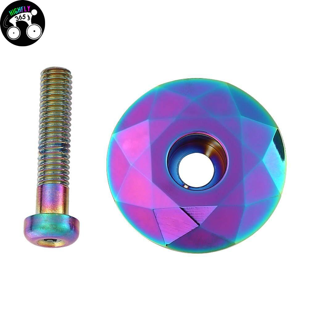 1-1/8 inch Bike Stem Top Cap Bicycle Headset Cap Cover with Bolt Burnt Blue