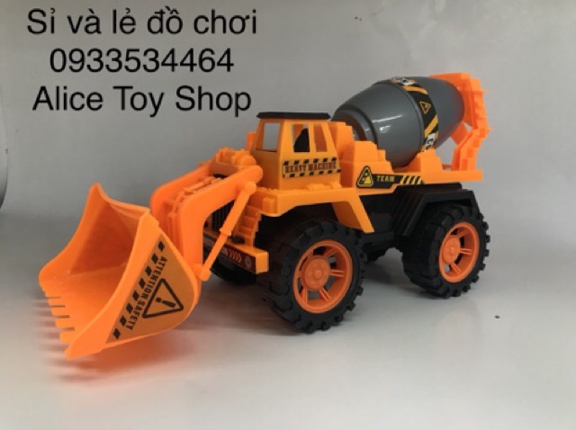 Xe công trình có xúc và trộn bê tông