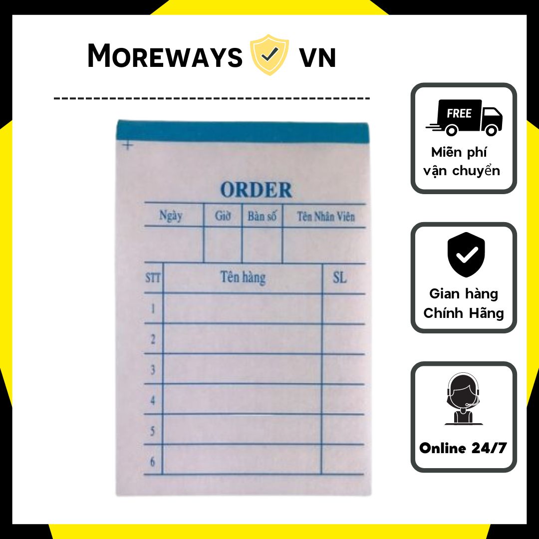 Cùi order giấy ghi order NY 7x10cm 2 liên có đế giấy carbon có độ bám mực tốt không bị nhòe VPCOASM026