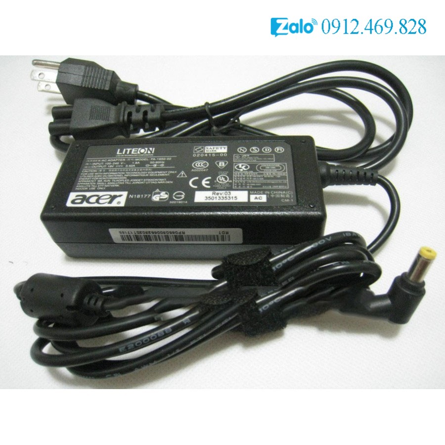 Sạc laptop acer emachines aspire extensa travelmate 19v-3.42a - kích thước: 5.5 x 1.7mm
