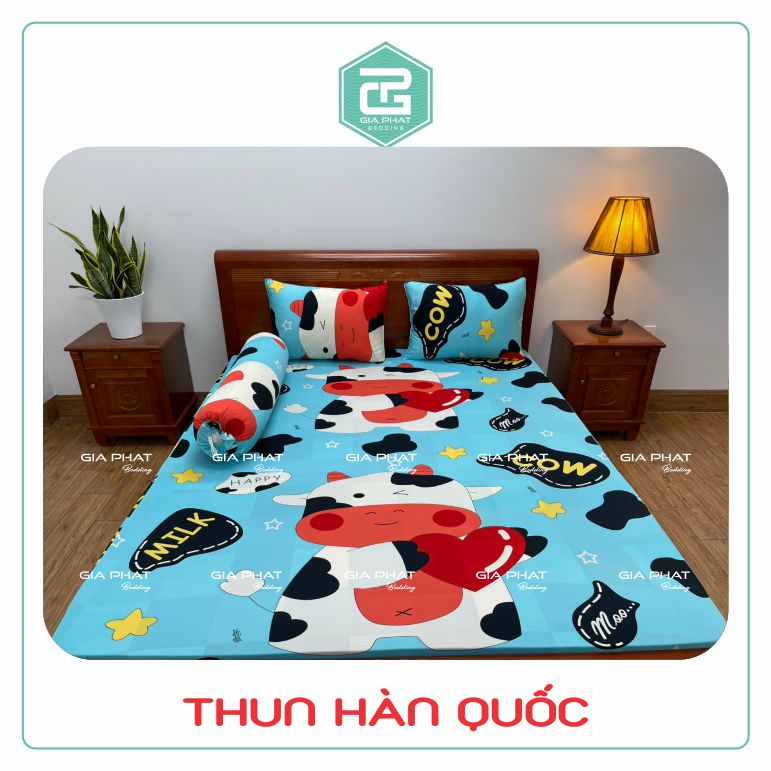 Bộ ga gối Thun Lạnh Hàn Quốc { 4 món : 1 ga bọc + 2 vỏ gối nằm + 1 vỏ gối ôm }