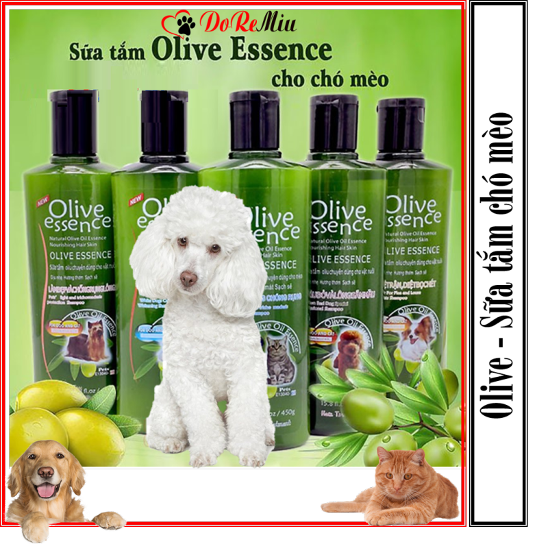 Doremiu Olive chó mèo 450ml - Sữa tắm cho chó loại Nâu đỏ và lông sẵm màu