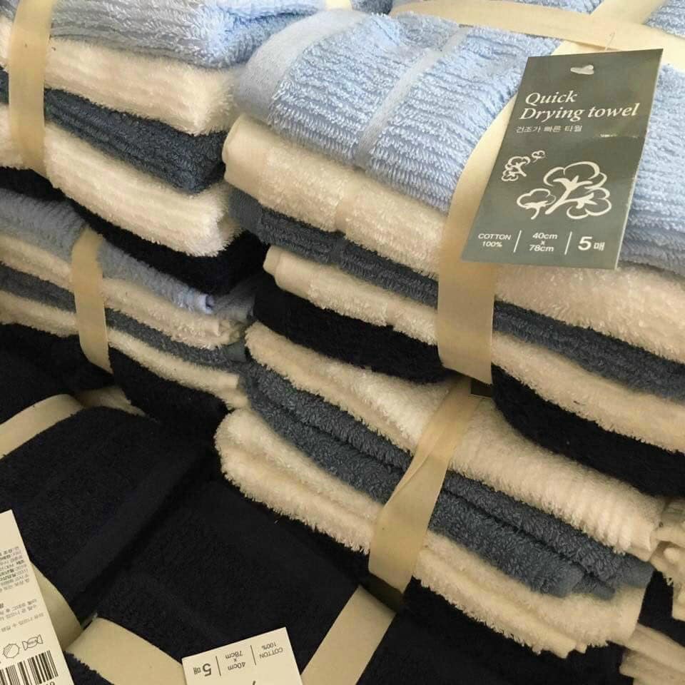 Sét 5 khăn tắm cotton xuất hàn cao cấp