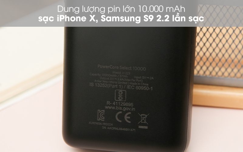 Pin sạc dự phòng 10.000mAh Anker PowerCore Select A1223 Đen
