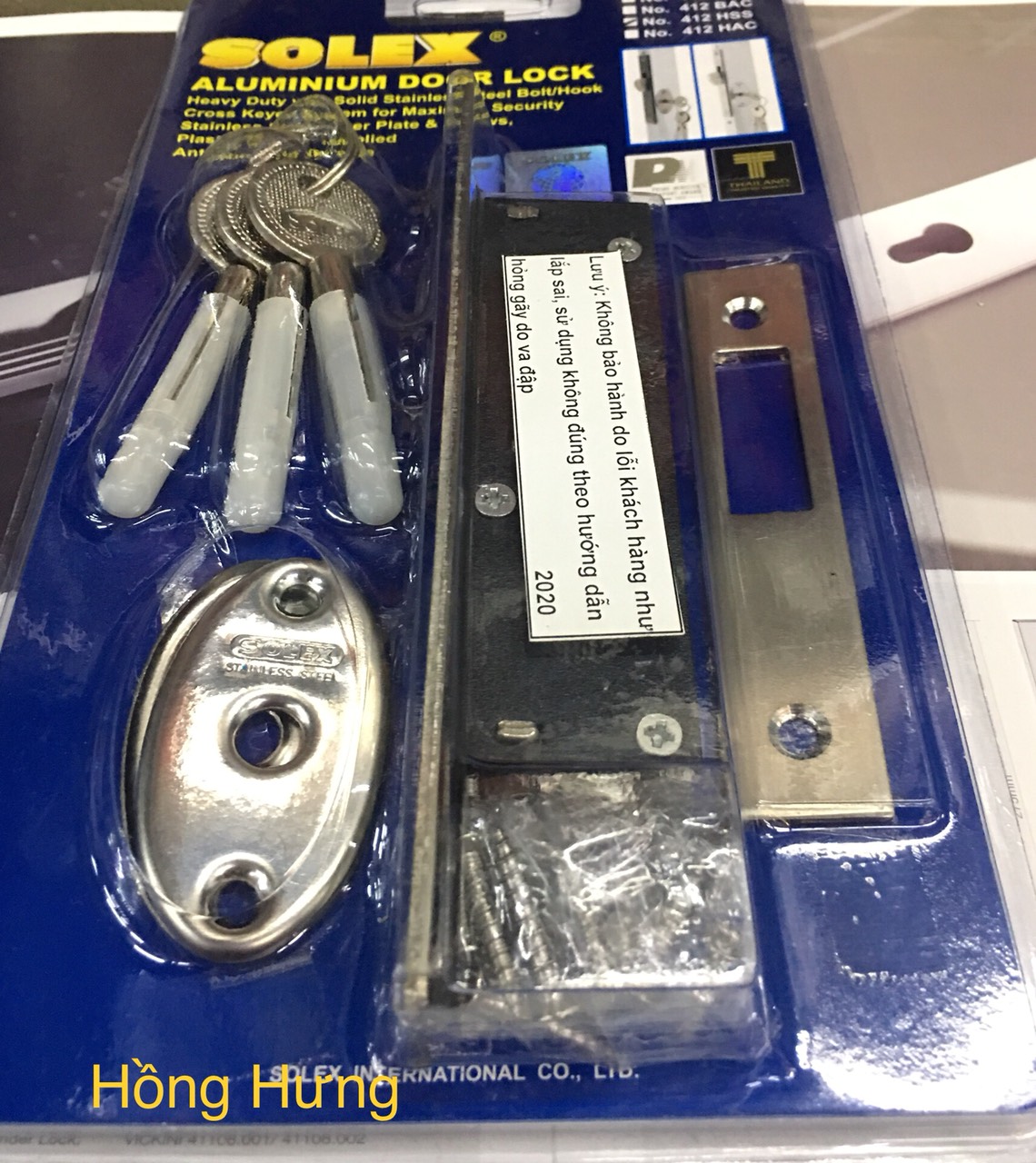 [HCM]KHÓA CỬA LÙA SOLEX 412HSS CHÌA ÂM HOẢ TIỂN