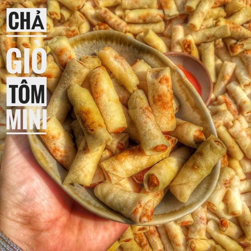 Chả Giò Tôm Sấy Mini Ăn Liền Lon Lớn 400gram, Date Mới