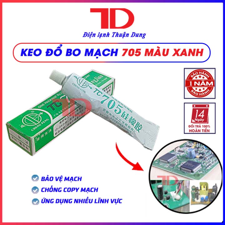 Keo đổ bo mạch máy giặt 705, Keo silicon đổ mạch chống nước cách điện 704 705 hộp xanh và đỏ - Điện Lạnh Thuận Dung