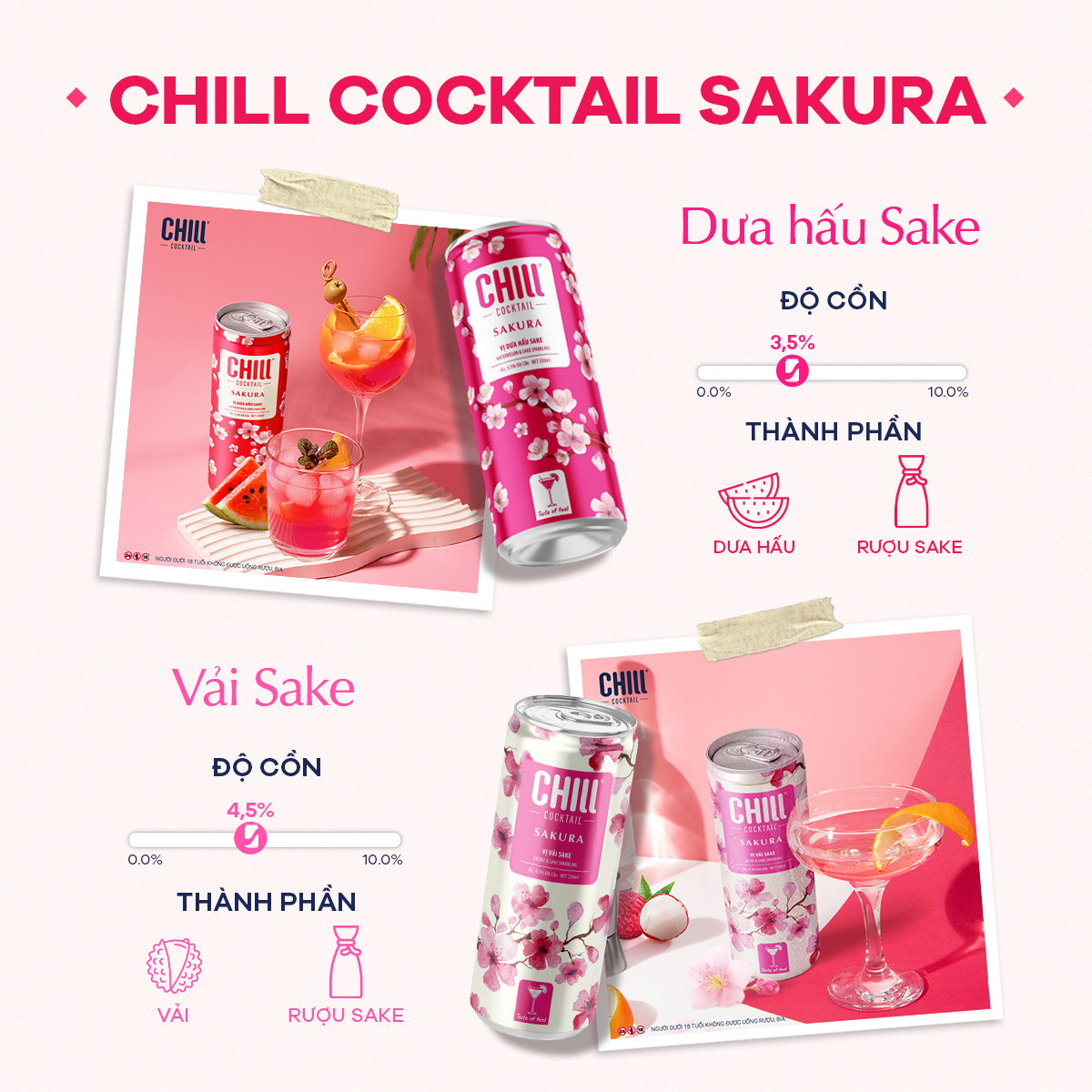 Thùng 6 lon Chill Cocktail Sakura (330ml/lon) (độ cồn 3,5%)